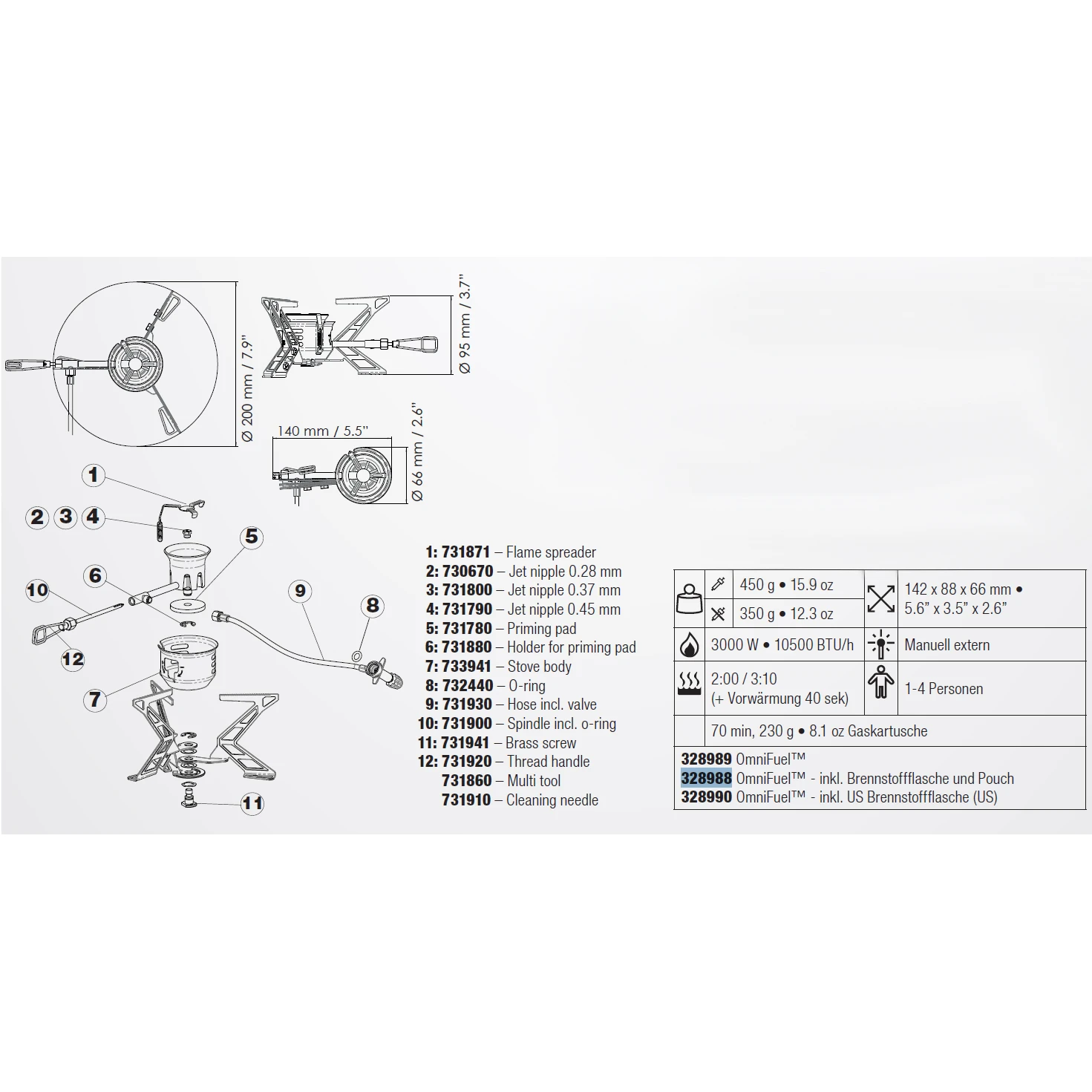 Primus OmniFuel II Stove Kocher Mit Brennstoffflasche & Transportbeutel 4 Primus OmniFuel II Stove Kocher Mit Brennstoffflasche & Transportbeutel – Bild 2
